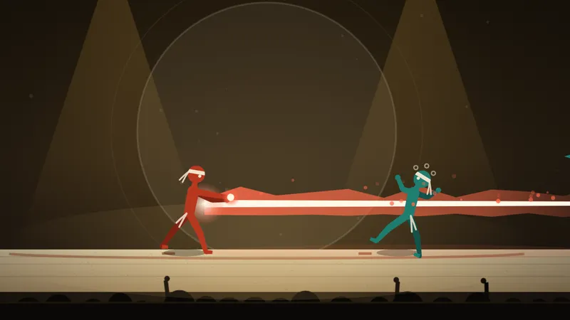 Red fires the super beam across the stage